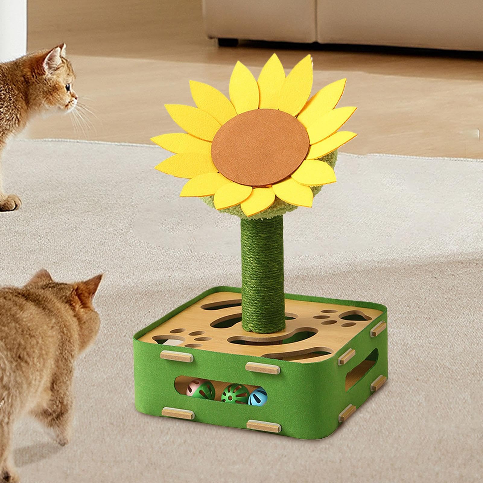 Interaktives Katzenspielzeug Futterball Mit Sonnenblumen Design