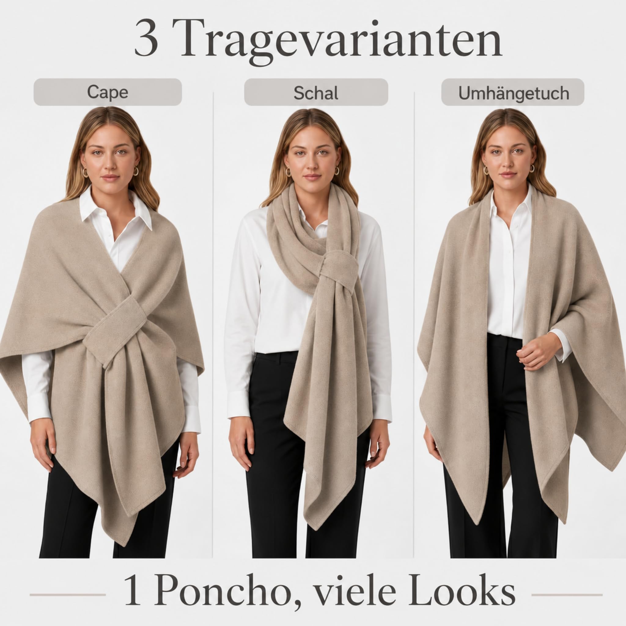 Alpenfaser Langer Poncho Schal mit Schlaufe für Herbst und Winter | Poncho Damen und Strick Ponchos & Capes für Damen mit weichem Tragegefühl, elegantem Fall und vielseitigem Styling.