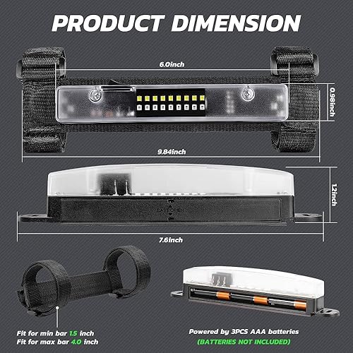 Miniatura 7 de Nibright UTV - Luz de cúpula interior universal para montaje en barra rodante, luz LED para UTV, ATV, Polaris RZR Can-Am, camioneta todoterreno,
