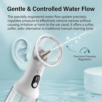 Clear Ease Ear Cleaner, Clearease Ear Wax Removal, Safe Ear Cleaning Device with 4 Pressure Modes & LED Display, USB Rechargeable Water Flushing System for Ear Wax Removal at Home