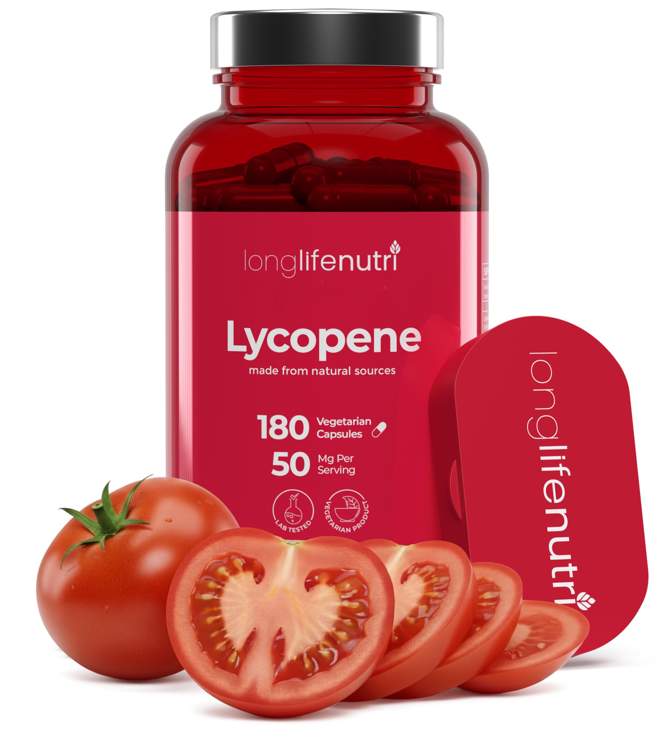 Lycopene 50mg 180 Vegetarian Capsules | Supplement Health | Natural Tomato Extract Non-GMO | Pure Powder