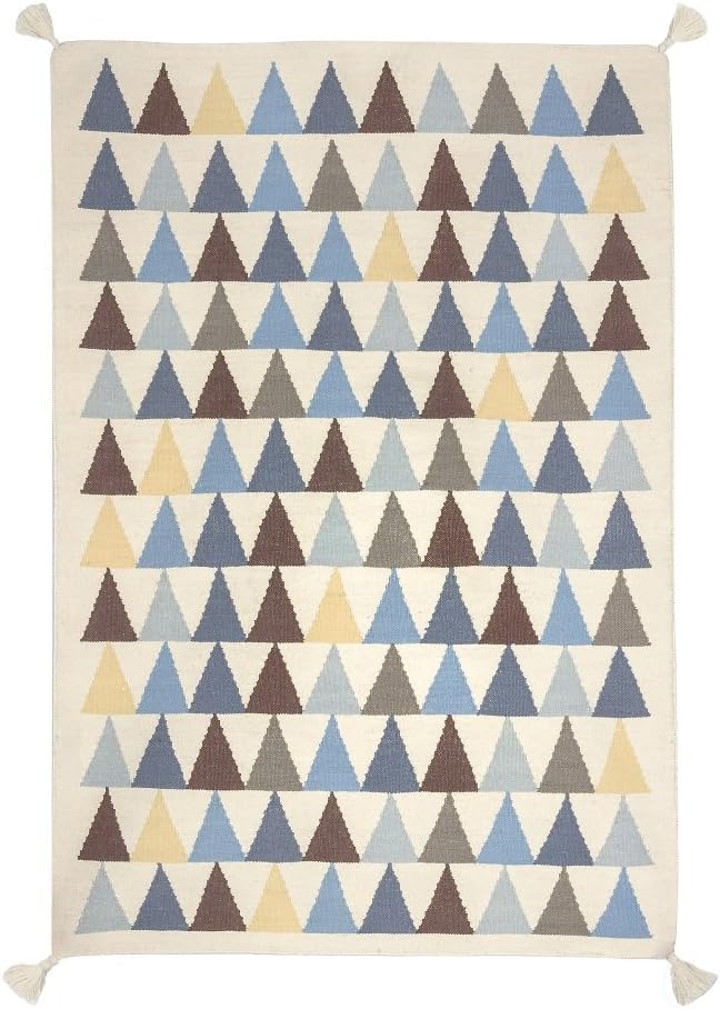 Art For Kids Kilim Rug-Handwoven 100% Virgin Wool-Beautiful and durable-140 x 200 cm, Blue