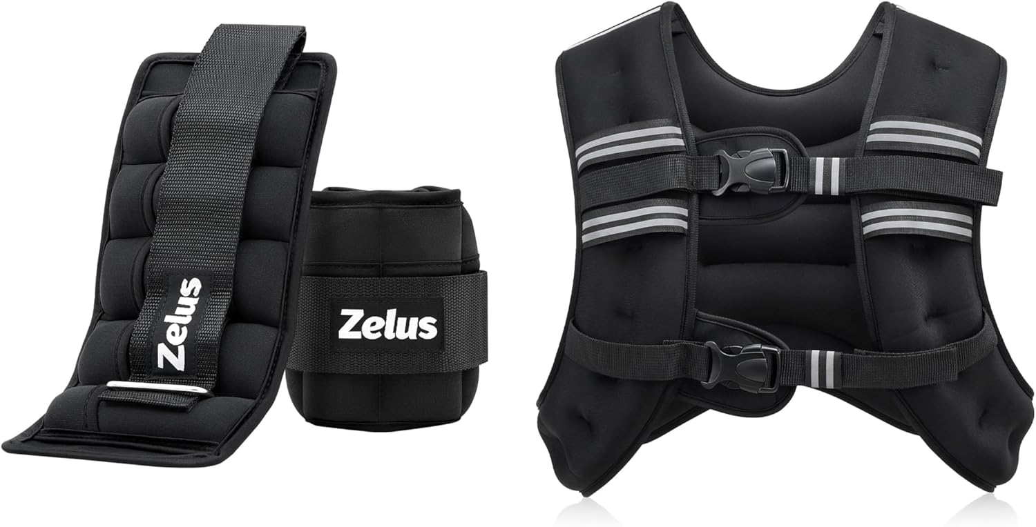 Weighted Vest 20LB & Ankle Weights Set 10LB - Enhance Training, Build Strength & Muscle, Perfect for Running & Strength Workouts