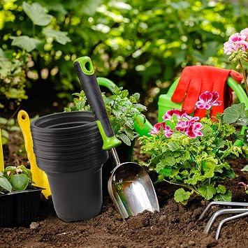 KINGLAKE 100 Pcs 4 Plastic Plants Pots Black
