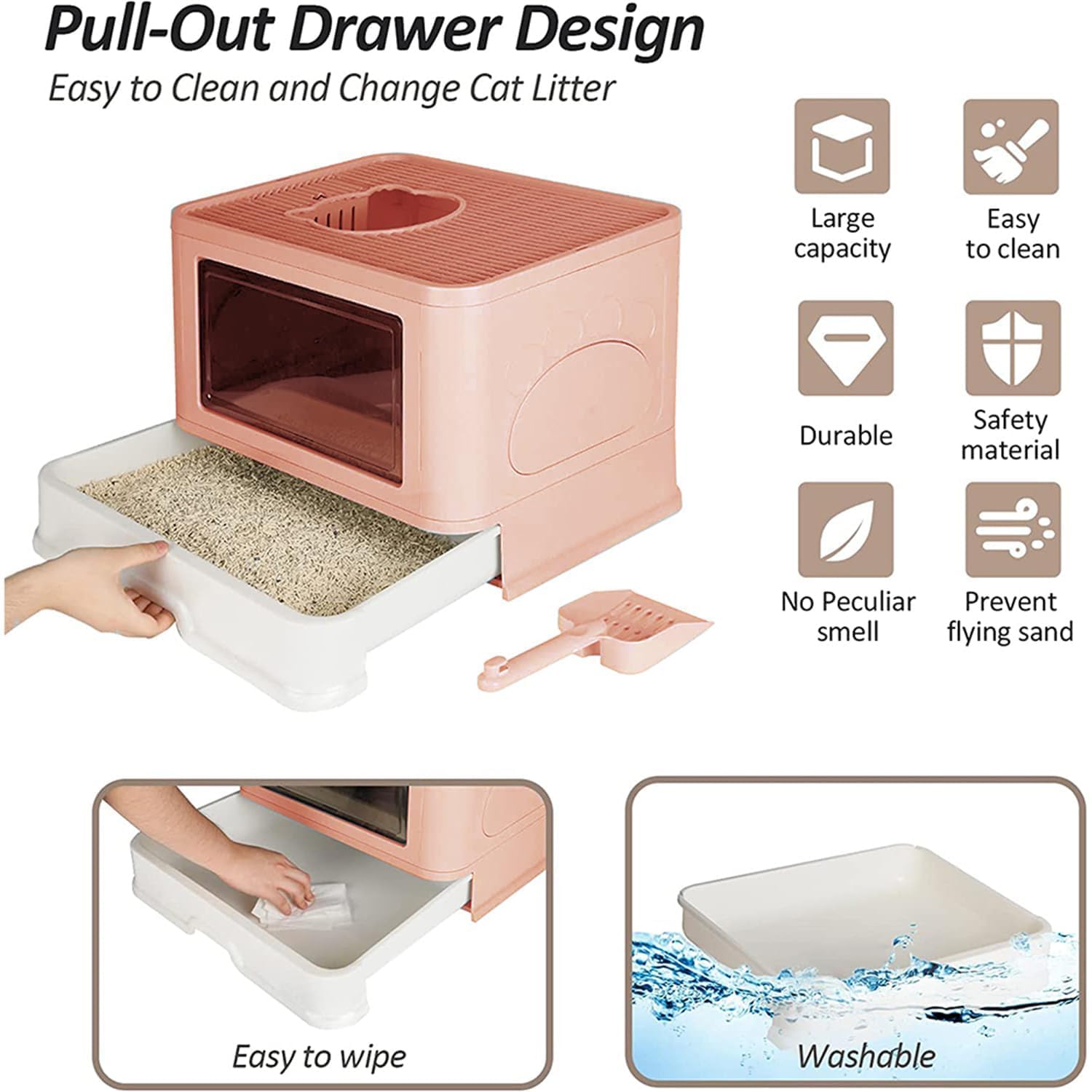 MUL-BOUTIQUE Bac Litiere Pour Chat Avec Plateau Amovible Et