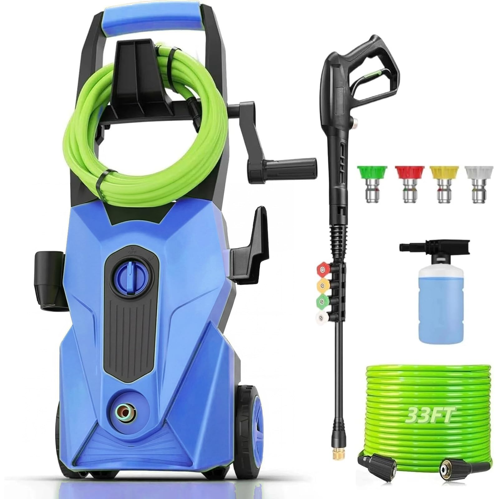 Electric Pressure Washer 5000PSI High Power Washer with 33ft Power Hose, 4 Nozzl...