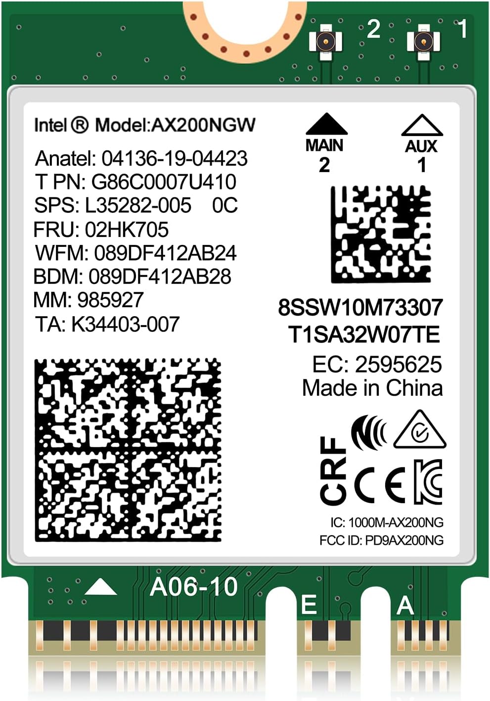 Amazon.com: WiFi 6 Wireless Card Intel AX200 NGW, Bluetooth 5.2 ...