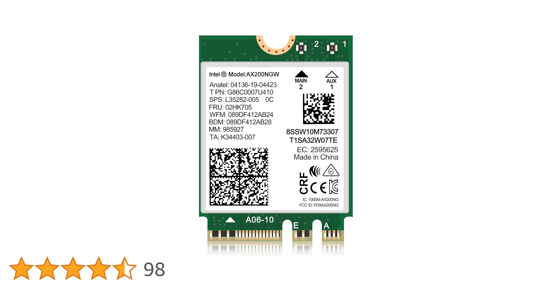 WiFi 6 Wireless Card AX200 NGW Bluetooth 5.2 Tri-Band 5400Mbps Network Adapter for Laptop Support Windows 10/11 (64bit) M.2/NGFF WiFi 6 Wireless Card AX200 NGW Bluetooth 5.2 Tri-Band 5400Mbps Network Adapter for Laptop Support Windows 10/11 (64bit) M.2/NGFF