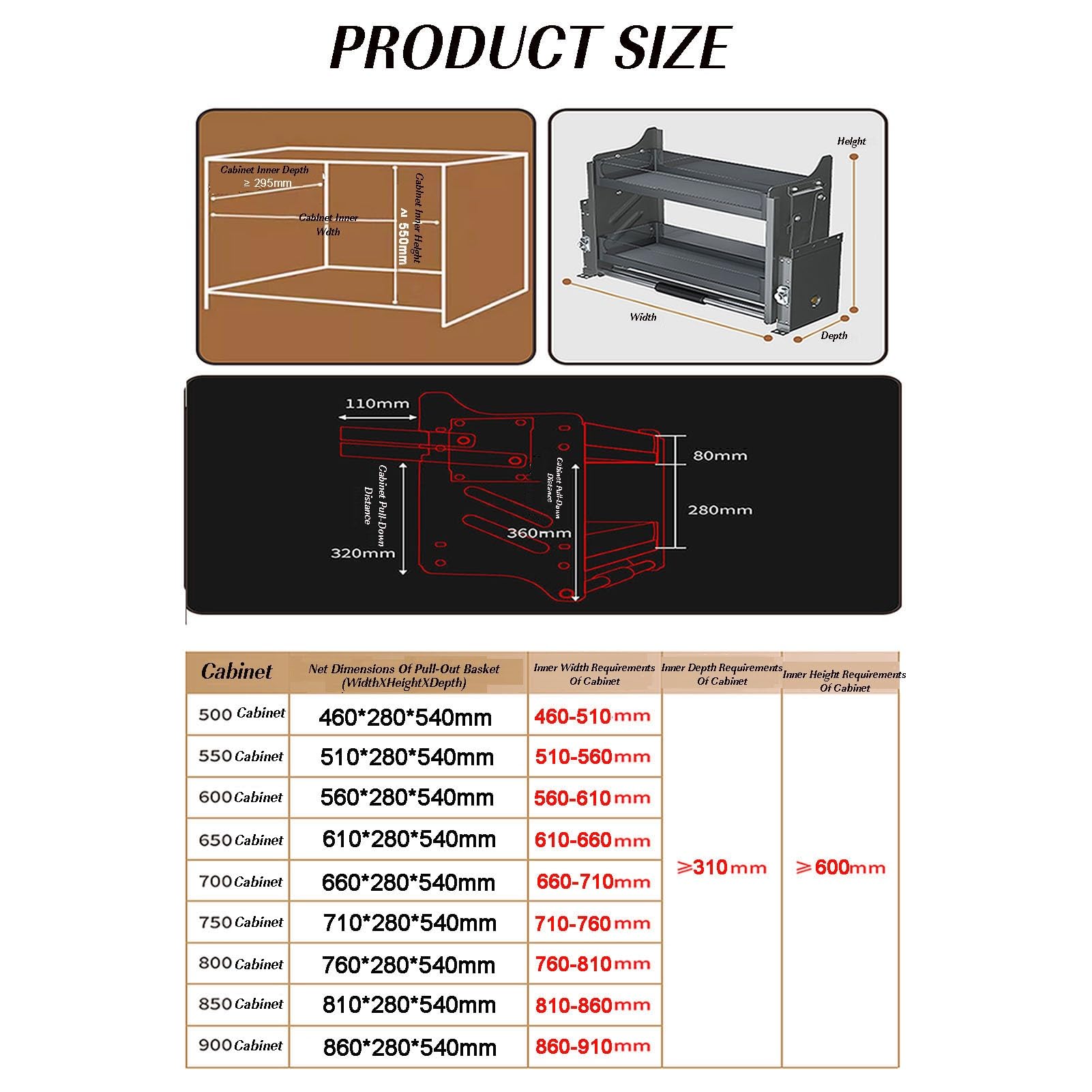 XLTFUC Pull-Down Cabinet Organizer - 2 Tier Kitchen Cabinet Pull-Down Shelves Space Saving Shelves for Kitchen Appliance Lift Upper Cabinets(66x28x54cm)