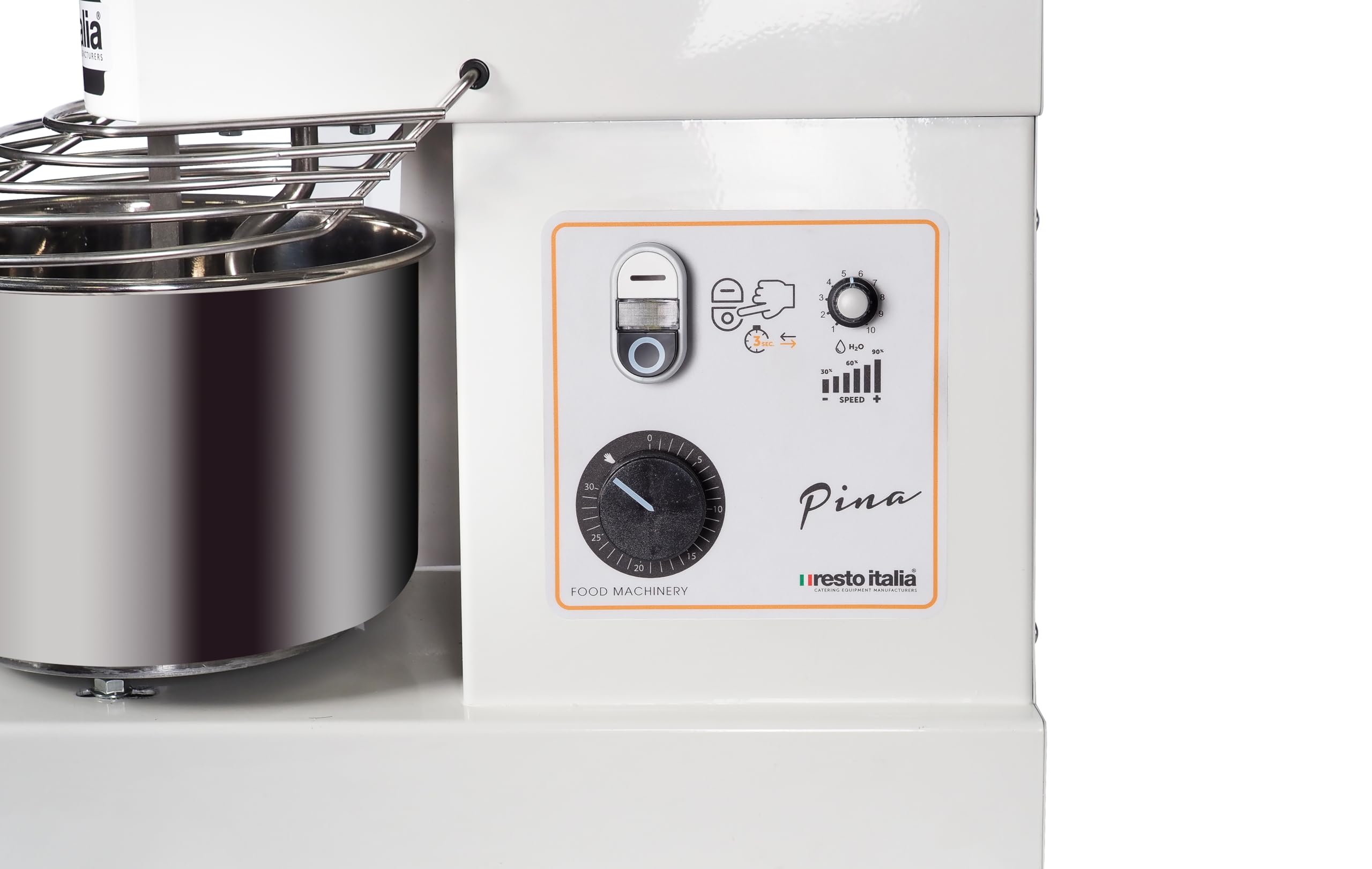 Impastatrice a Spirale ad alta idratazione PINA da 6Kg di impasto,10 velocità, inversione di marcia, inox 320