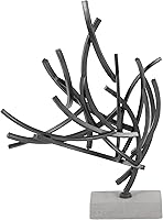 Deco 79 Gray Abstract Metal Sculpture Statue with Marble Base - Modern Minimalist Home Decor Figurine 17x7x24"