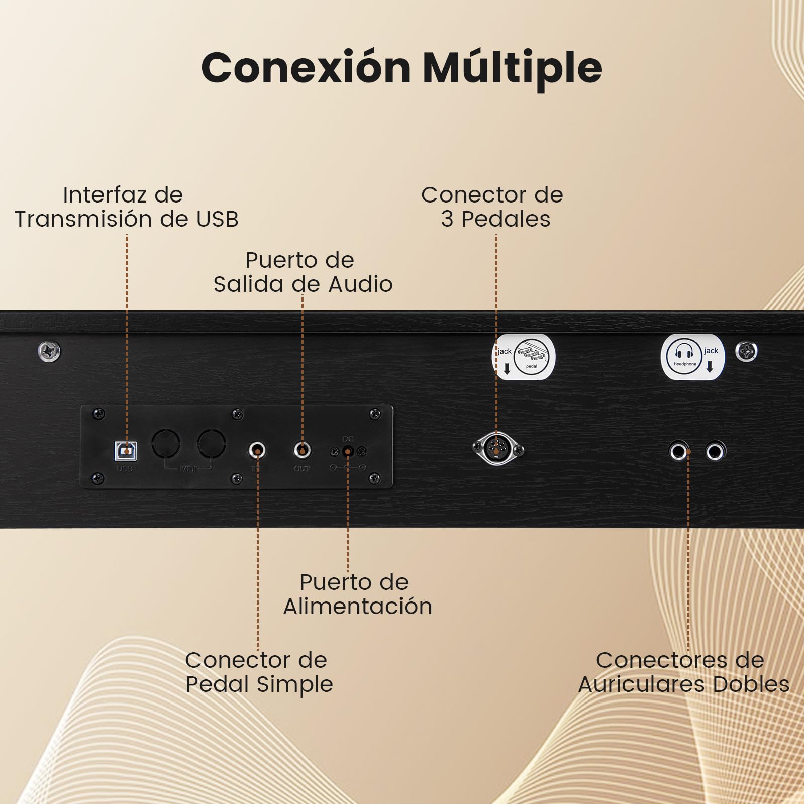 COSTWAY Piano Digital Vertical de 88 Teclas Contrapesadas, Piano Eléctrico Compacto con Soporte, Grabar y Reproducir, Pedales Triples, Doble Altavoz y Conectores para Auriculares, MIDI