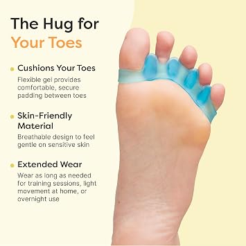 ZenToes Silicone Toe Spacers and Separators for Correct Toe Alignment, Bunion Relief, Hammertoe Straightener, Gel Orthopedic Corrector - 2 Pairs (Blue)