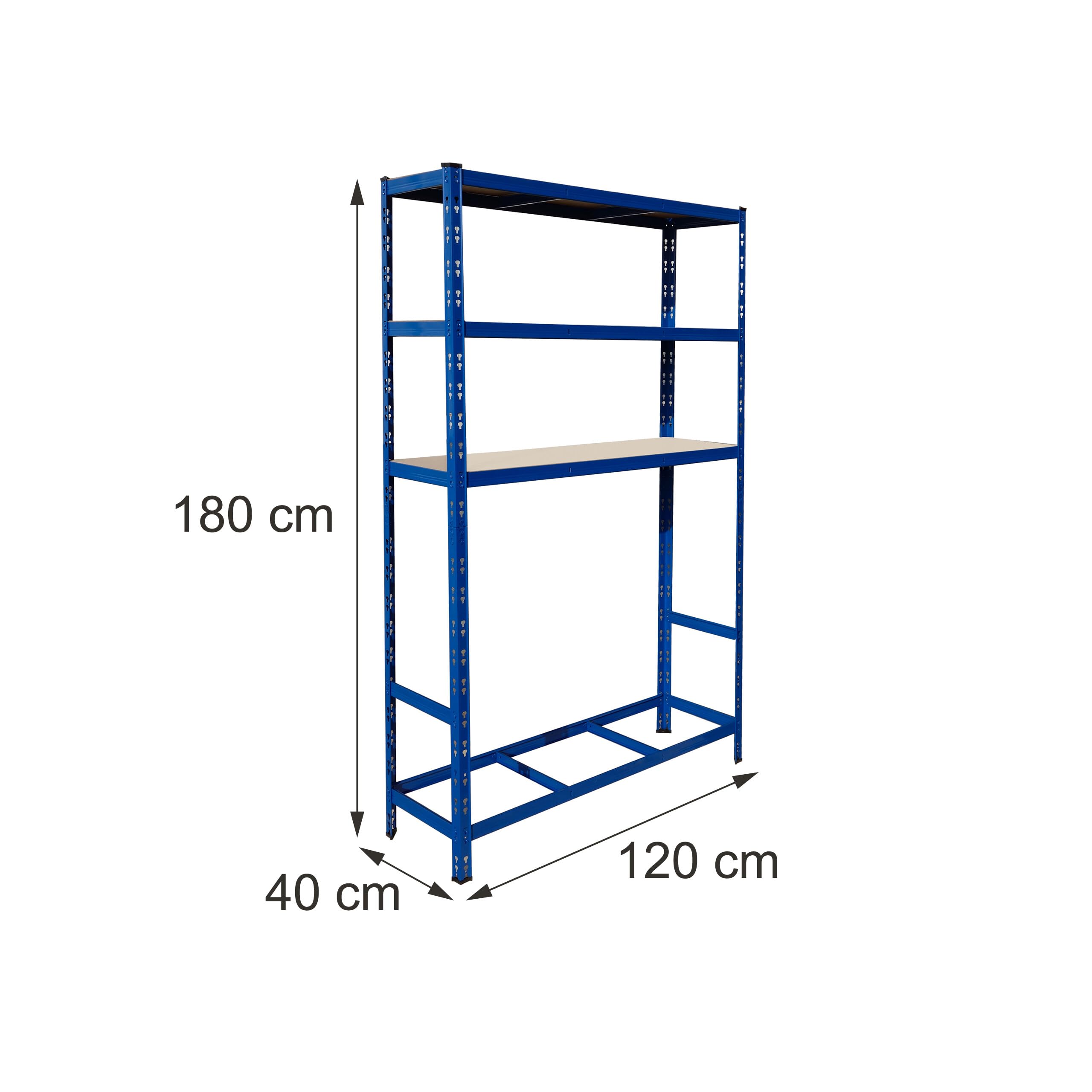 Relaxdays Reifenregal für 6 Reifen, HxBxT 180 x 120 x 40 cm, 600 kg, Stahl, Stecksystem, Reifenlager Werkstatt, blau