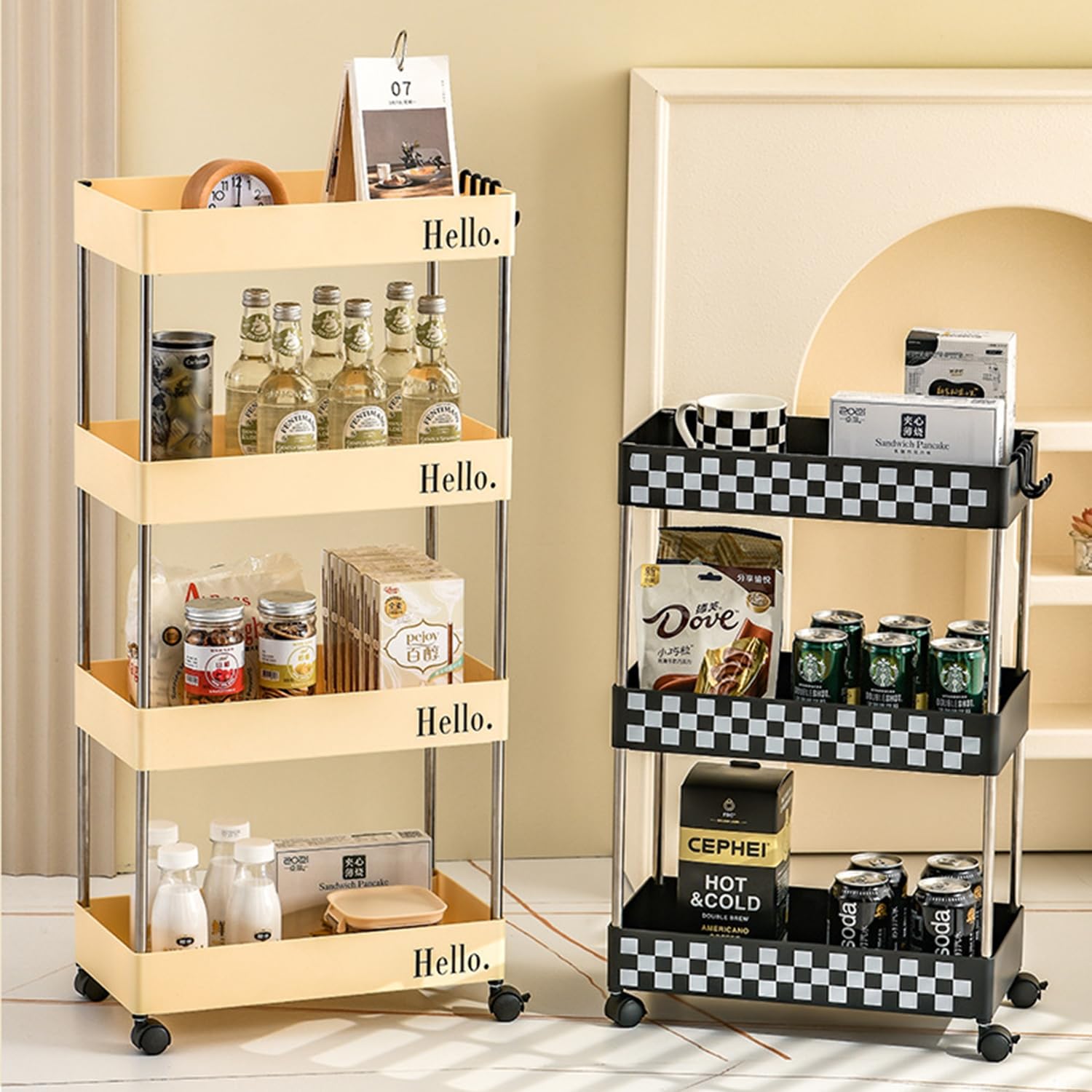 2/3/4 Tier Slim Storage Cart Mobiele Stellingkast Organizer Slide Out Opslag Rollend Utility Cart Rack Voor Keuken Badkamer