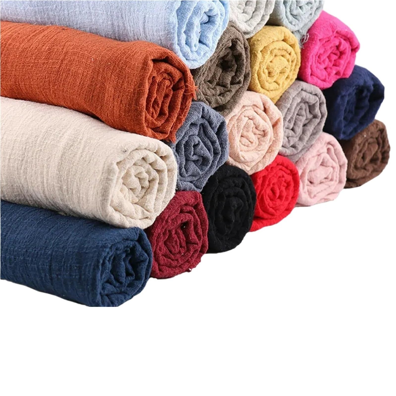 Letnia krepa slub modna cienka lniana tkanina bawełniana, ekologiczna, miękka, oddychająca, DIY, ręcznie robione, do szycia, ubrania, sukienka do szycia, niebieska, 90 x 125 cm