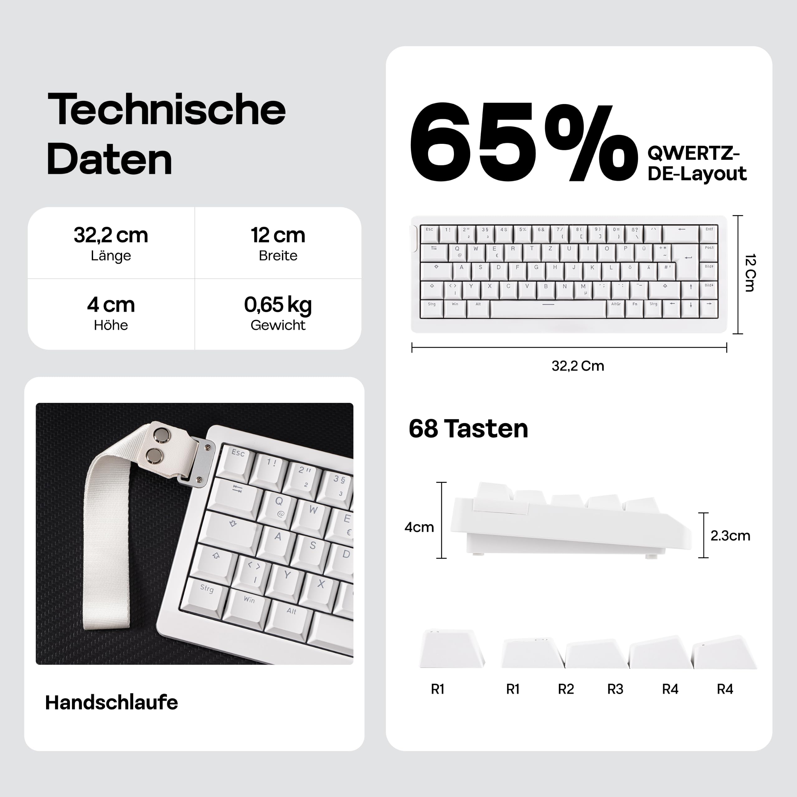 MechLands EPOMAKER HE68 Lite Gaming Tastatur, QWERTZ Deutsches Layout, Kabelgebundene Tastatur mit Magnetischer Schalter, Hot Swap, Custom Driver, Creamy Gasket,RGB