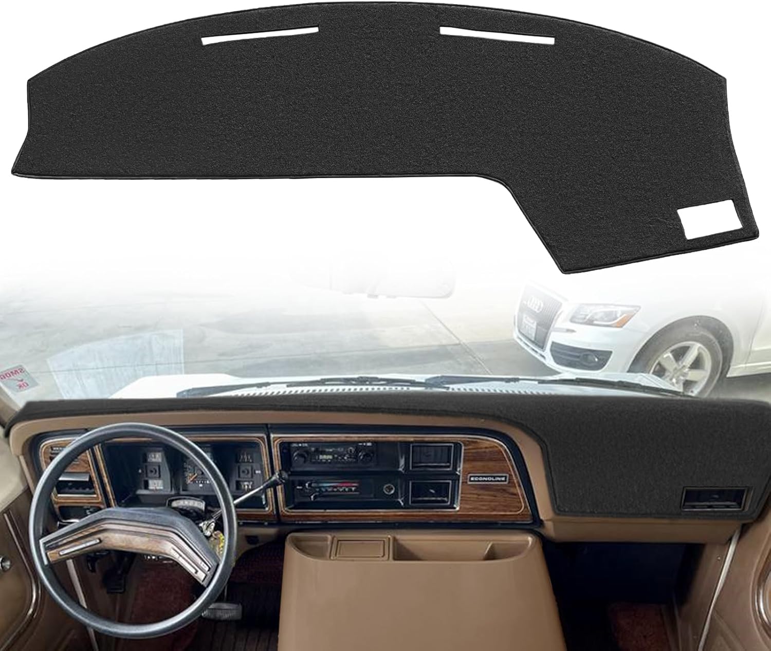 Dash Cover Mat Custom Fit for Ford Econoline E100 E150 E250 E350 Van Club Wagon,Dashboard Cover Cap Pad Carpet J292 (Black)