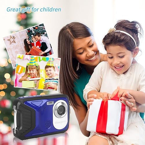 Miniatura 6 de Cámara digital impermeable, cámara subacuática de 17 pies, LCD de 2.8 pulgadas, HD1080P 30MP videocámara para niños con tarjeta de 32G y batería