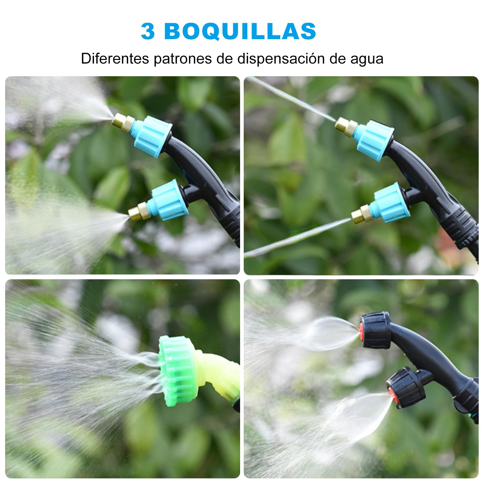 Pulverizador Eléctrico 9L, Jardin Pulverizador con 3 boquillas, Varilla Retráctil, Pulverizadors Plantas Recargable por USB con Correa para el Hombro
