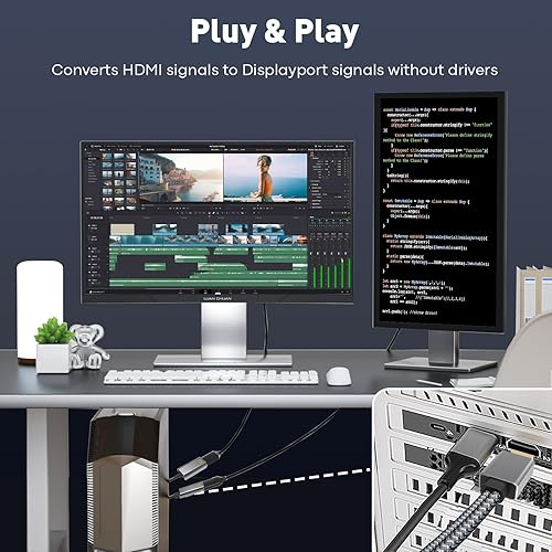 Miniatura 3 de TECHTOBOX Adaptador HDMI a DisplayPort 8K, 4K120Hz no bidireccional HDMI a puerto de pantalla, solo de HDMI a DP, HDMI macho a puerto de pantalla,