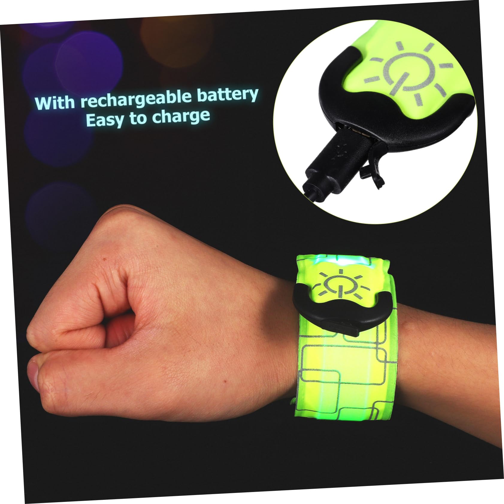 Hemobllo 4 Pièces Bracelets LED Rechargeables Armbands Réfléchissants pour Course Verts Modes Multiples