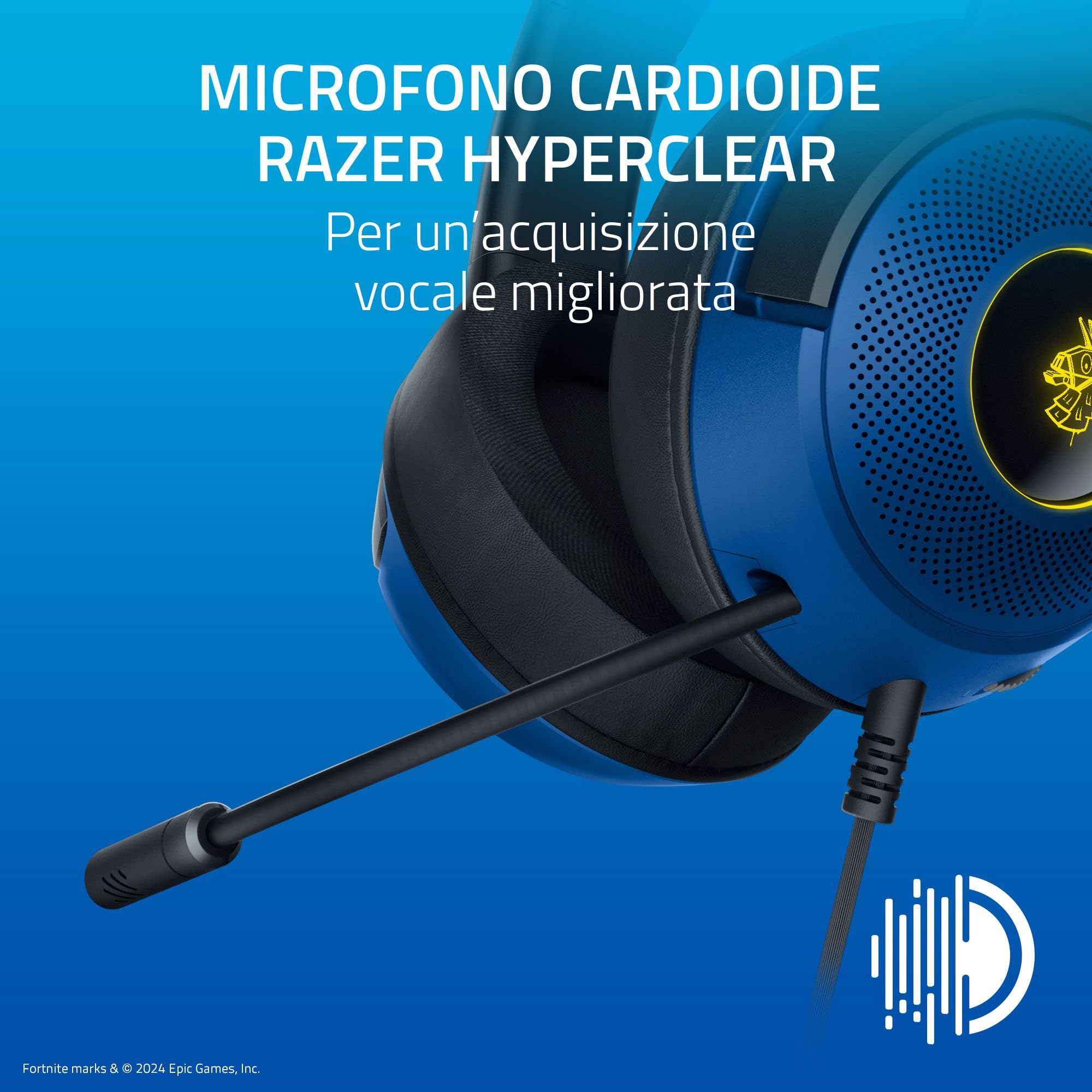 Razer Kraken V3 X - Cuffie da gioco USB cablate edizione Fortnite (cuffie ultraleggere, Driver TriForce da 40 mm, microfono HyperClear, RGB) Fortnite