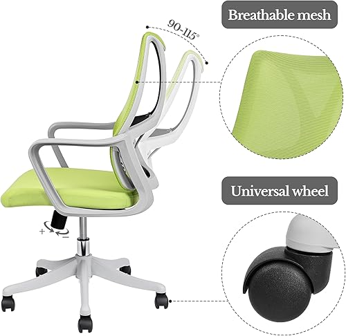 Miniatura 7 de Silla de oficina, silla de oficina grande y alta, silla de escritorio ergonómica, silla de computadora con respaldo medio, ajuste de altura