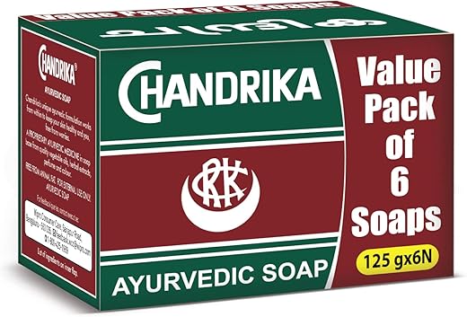 Chandrika Ayurvedic Soap| Made With Herbal Extracts & Vegetable Oils For Naturally Radiant Skin| 125g Each (Pack of 6)