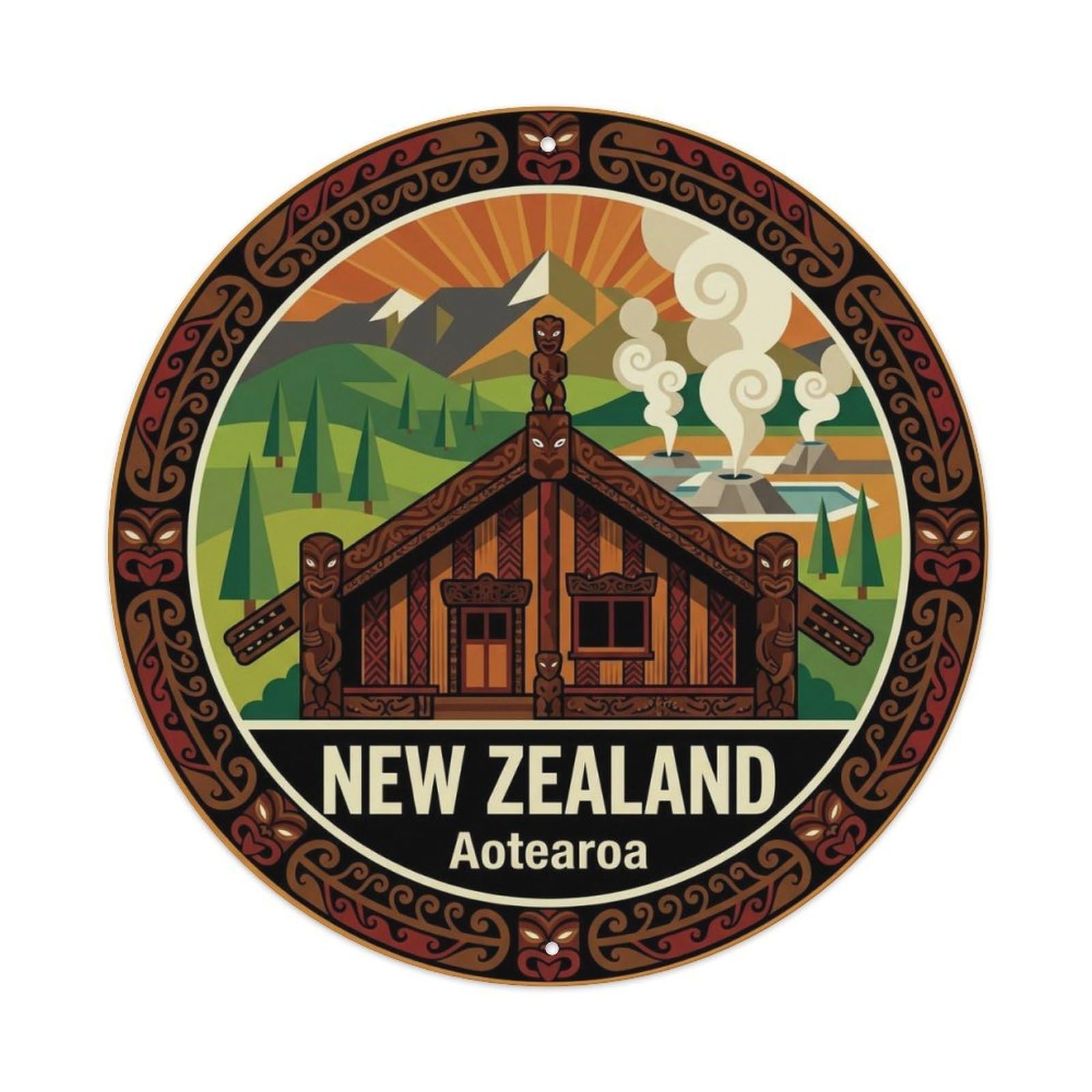 Vintage Travel New Zealand Splendor Vintage Metal Tin Sign Plaque Wall Decor for Cafe, Club Bar, Office, Garden Metal Poster 8x8Inch