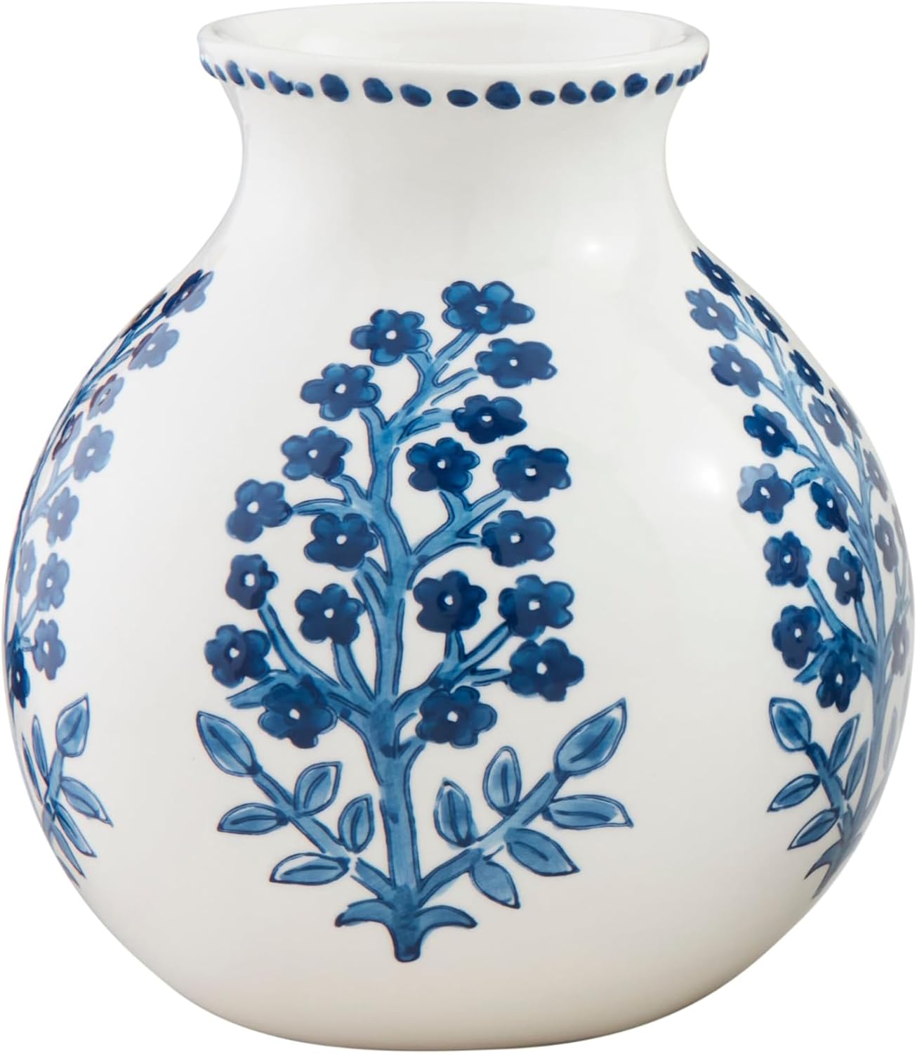 Mud Pie Bloom Block Print Flower Vase, 8"x 7"