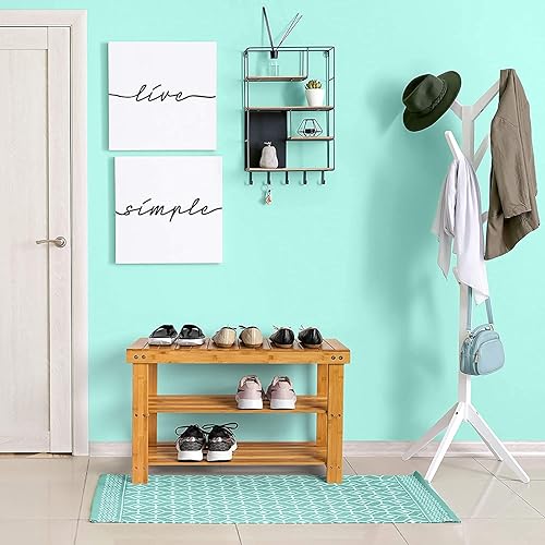 Miniatura 4 de Zapatero de bambú de 3 niveles, organizador de zapatos de primera calidad o banco de entrada, perfecto para cubículo de zapatos, banco de entrada,