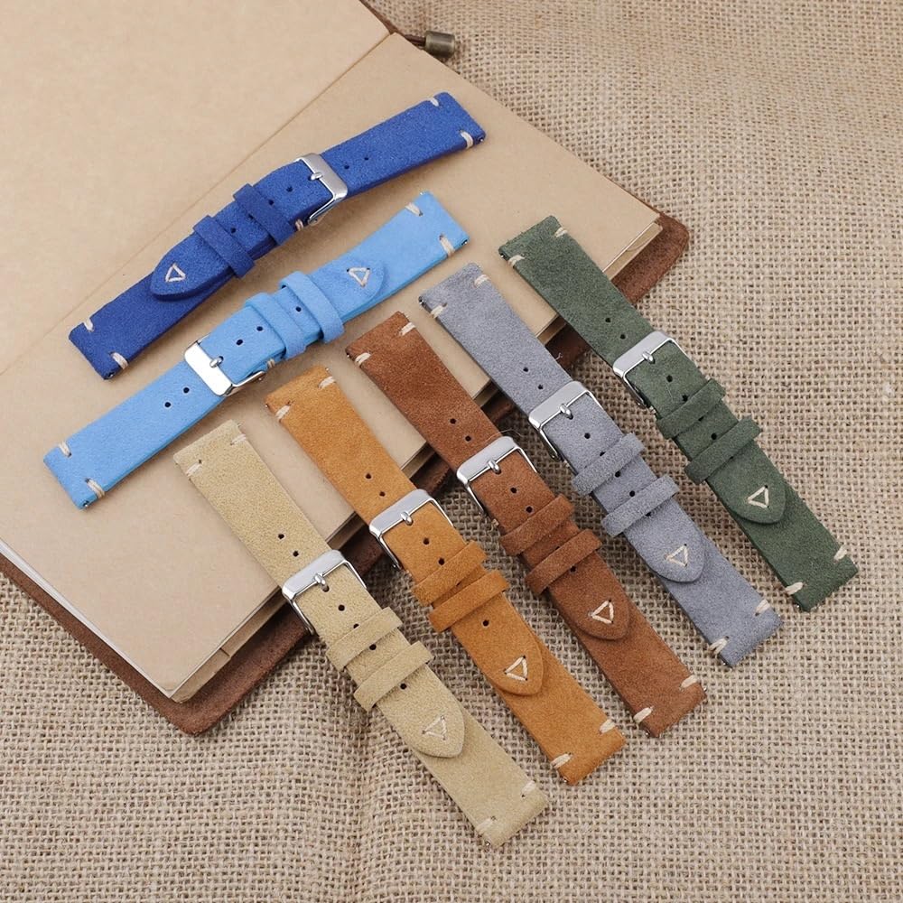 Vintage Wildleder Leder Watchband Braun Beige 20mm 22mm Uhrengurt Retro Weiches Armband Austausch