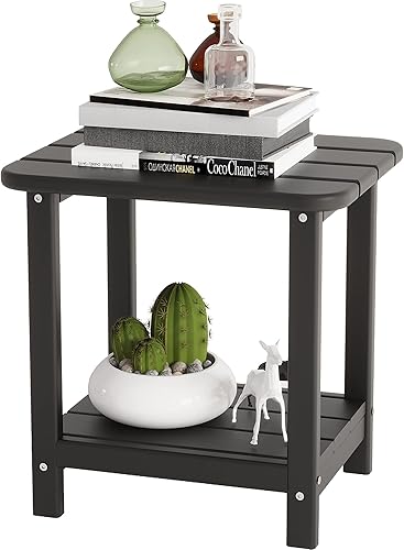 Sundale Outdoor Mesa auxiliar Adirondack pequeña de 18 x 15 pulgadas, para todo tipo de clima, mesa auxiliar Adirondack de polietileno de alta