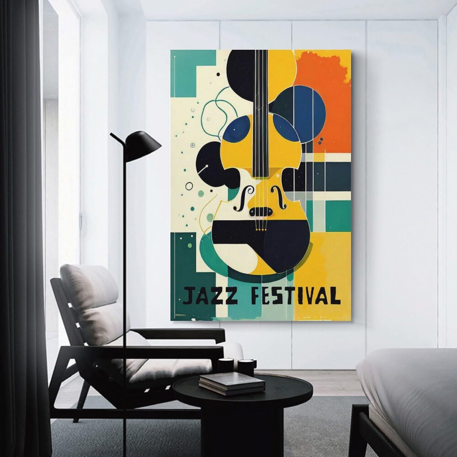 Junmoney Vintage Jazz Festival Canvas Wall Picture 20x30inch(50x75cm), for Study, Office Or Focused Interiors, Home Office Artwork with Decorative Appeal