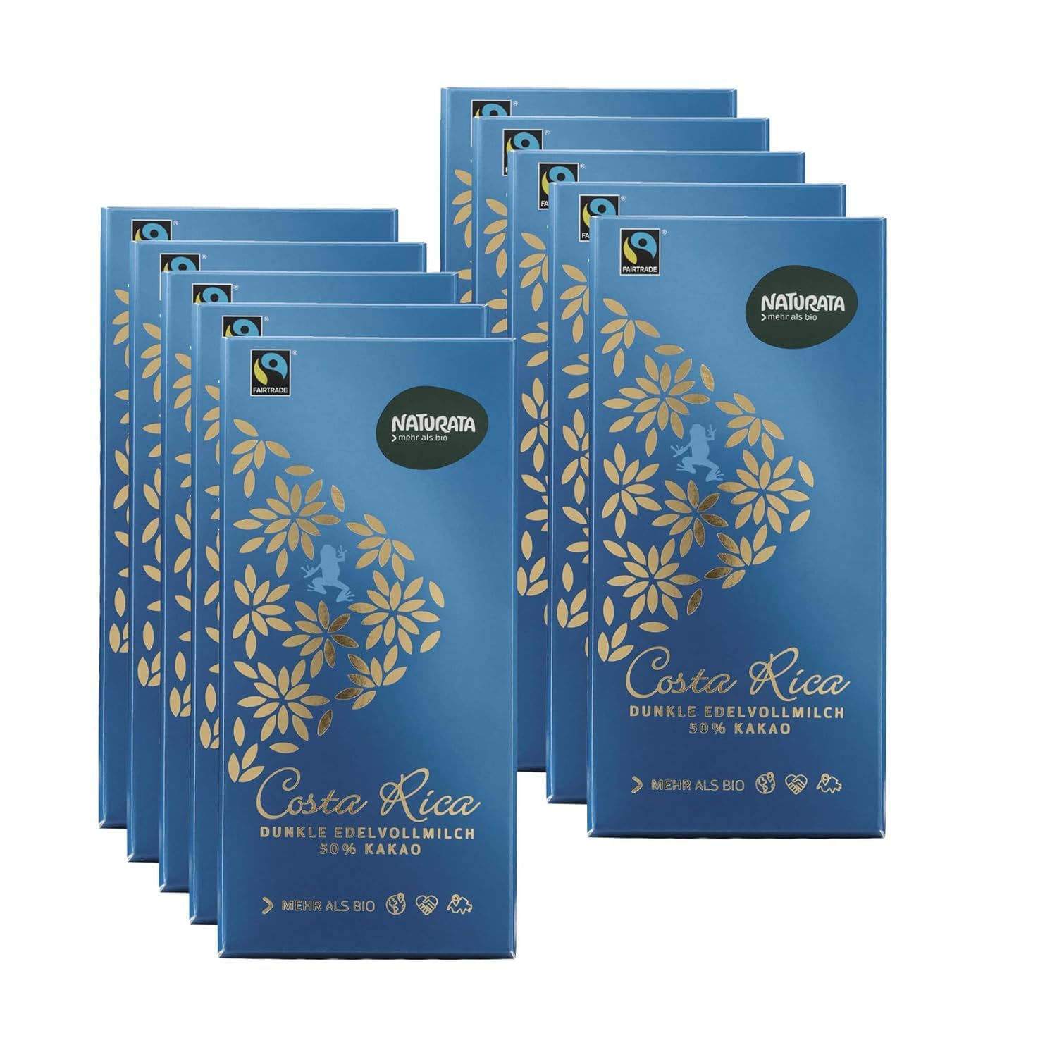 Naturata Costa Rica Dunkle Edelvollmilch Schokolade 50% | Schweizer Schokolade mit Edelkakao aus Costa Rica | Fairtrade & Bio | Traditionelle Herstellung |10 x 100g