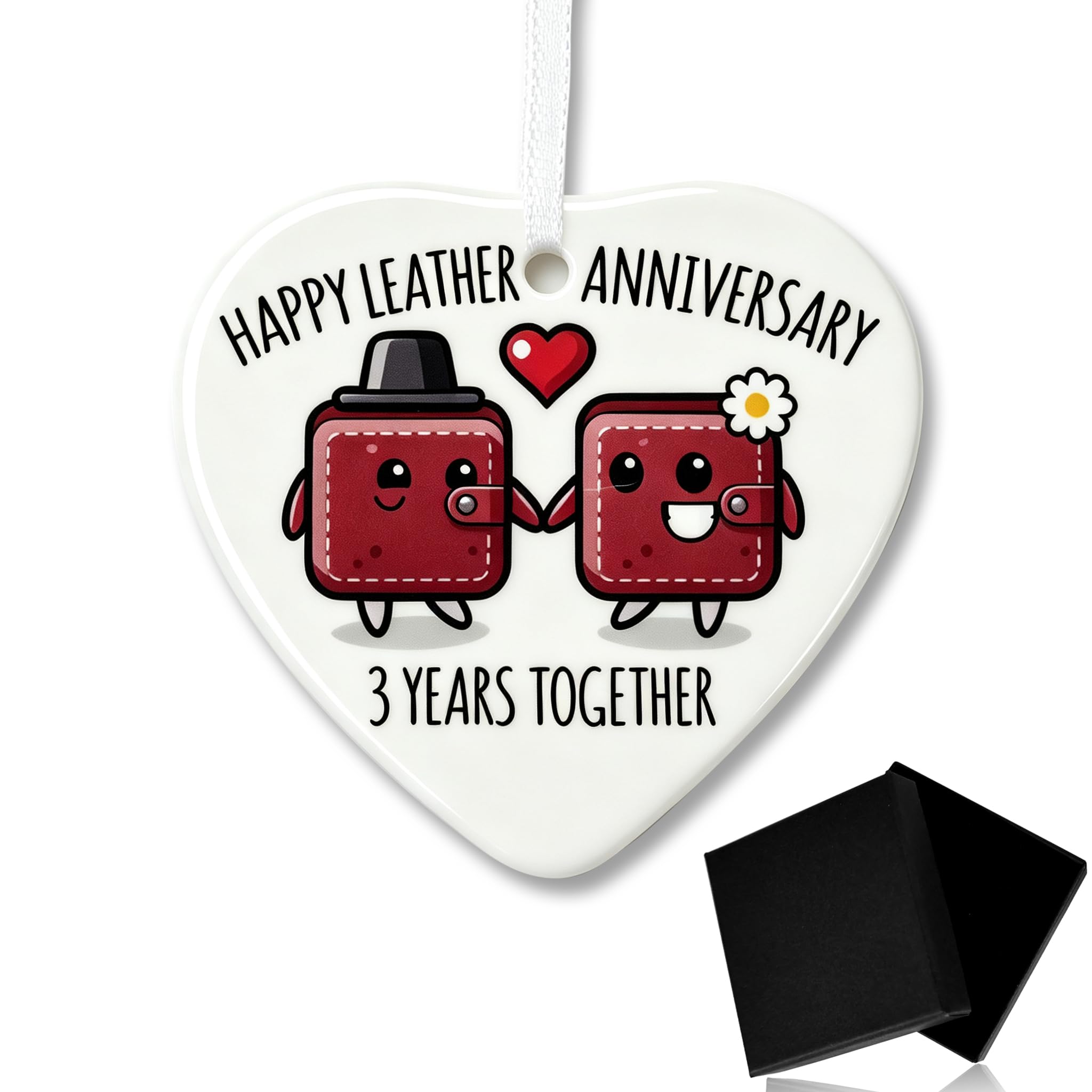 Mitibet 3rd Wedding, 1 Heart Ceramic Ornament, Gift Box