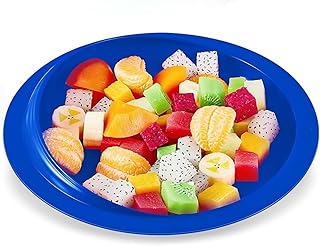 Auslaufsichere Schaufelplatte und Schüssel mit Saugnapf, Parkinson-Hilfsmittel für den Alltag, adaptive Essgeschirr-Esshilfen für ältere und behinderte Menschen (One plate,blue)