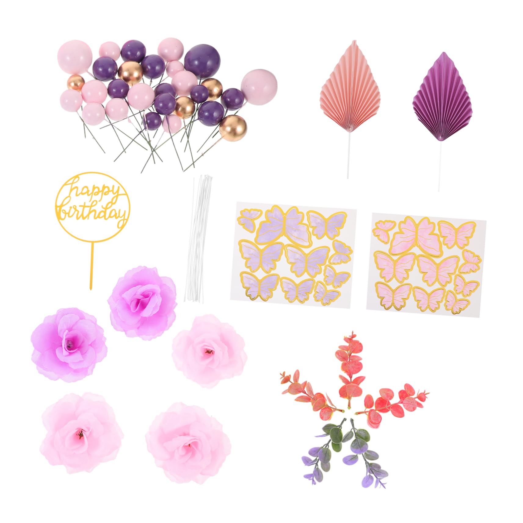 IMIKEYA 3 Ensembles Décoration de Gâteau Anniversaire Fleurs de Décorations de Gâteau Accessoires pour Anniversaire Shower