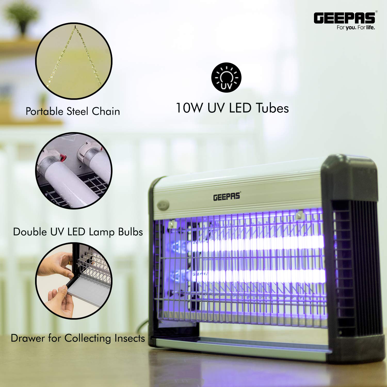 Geepas Fly and Insect Killer Powerful Fly Zapper 20W UV Light