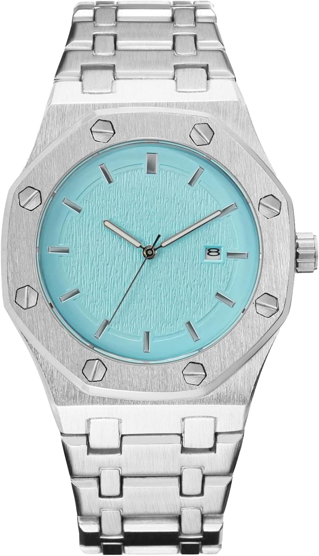 Men's Watches, Royalty Stainless Steel Quartz Movement Date Male Clock Waterproof Luminous Hands Casual Business Wrist Watches for Men