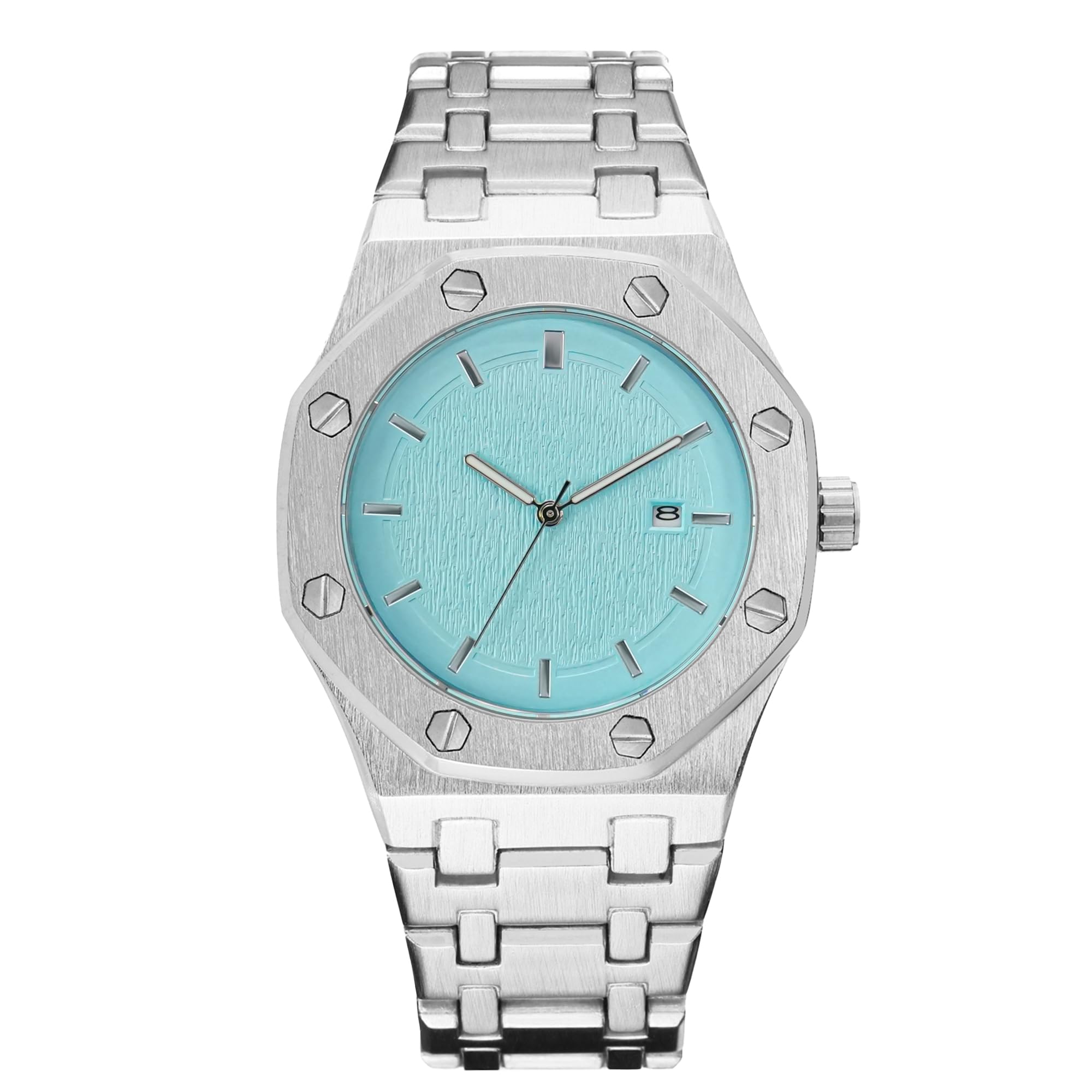 Men's Watches, Royalty Stainless Steel Quartz Movement Date Male Clock Waterproof Luminous Hands Casual Business Wrist Watches for Men