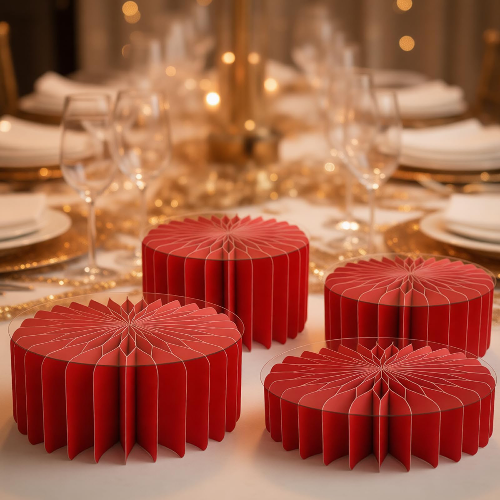 4 soportes de postre plegables compactos, ahorran espacio, soporte de varios tamaños para la cocina doméstica, soporte de boda con estructura robusta