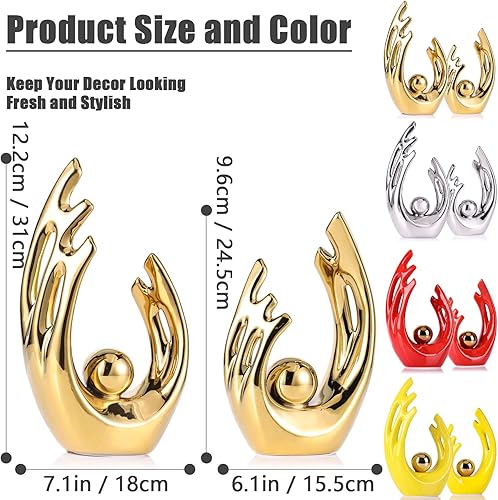 Miniatura 2 de XMGZQ Decoración para el hogar, estatua de cerámica dorada, decoración dorada, arte abstracto, estatua de cerámica, decoración de mesa dorada para