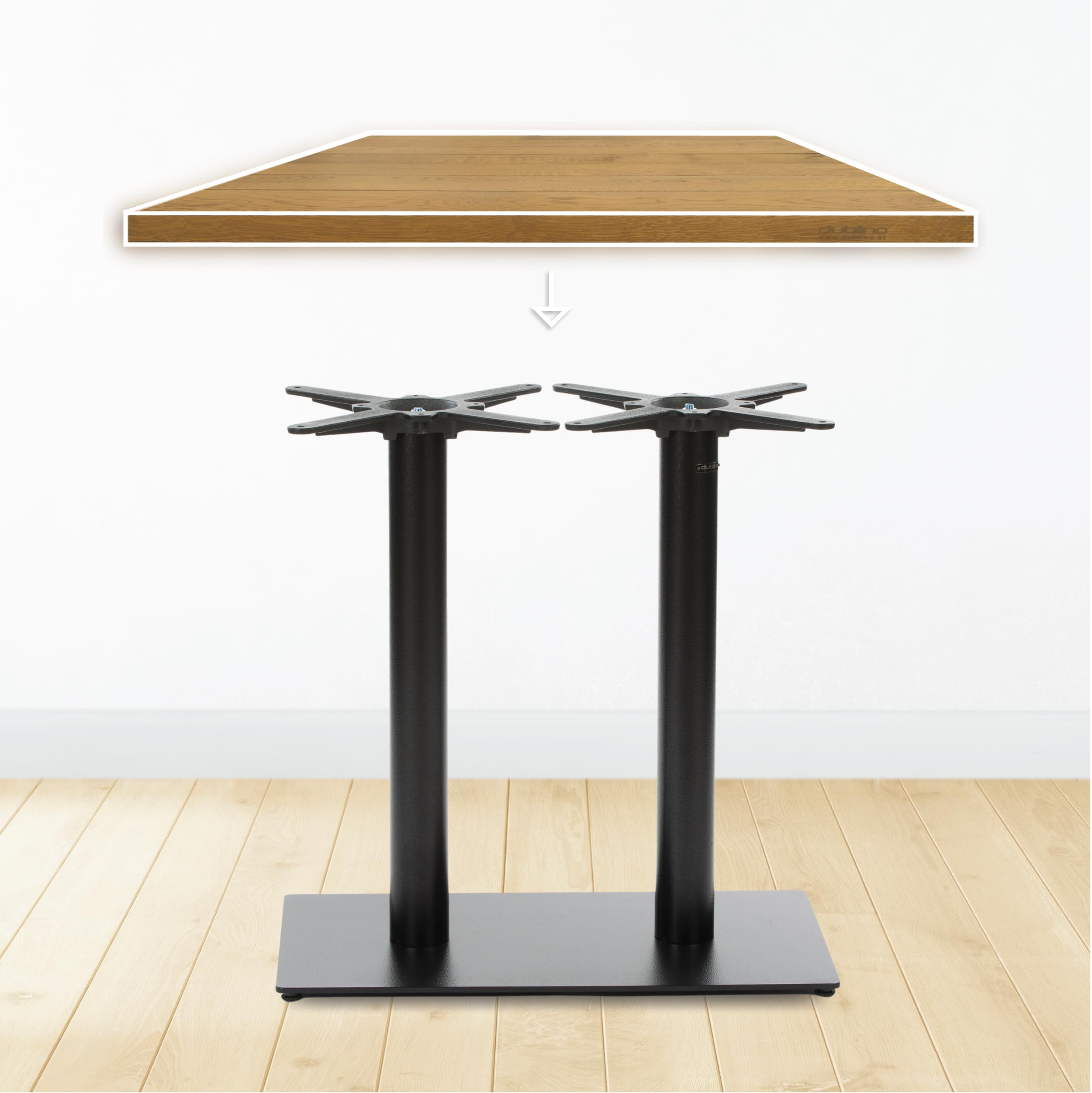 Base Per Tavolo In Metallo Nero - Gambe Per Tavolo Da Pranzo 73 Cm - Supporto Fino A 150x80 Cm - Peso 28 Kg - Foto 4