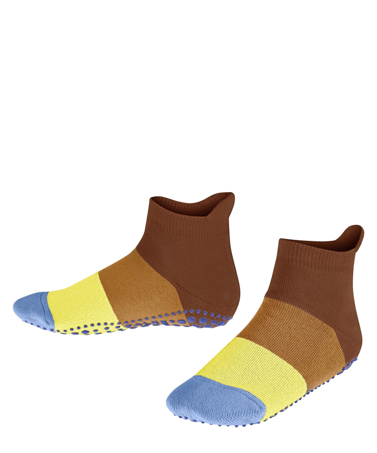 FALKE Unisex Kinder Hausschuh-Socken Colour Block K HP Baumwolle rutschhemmende Noppen 1 Paar, Braun (Rust 5141), 27-30