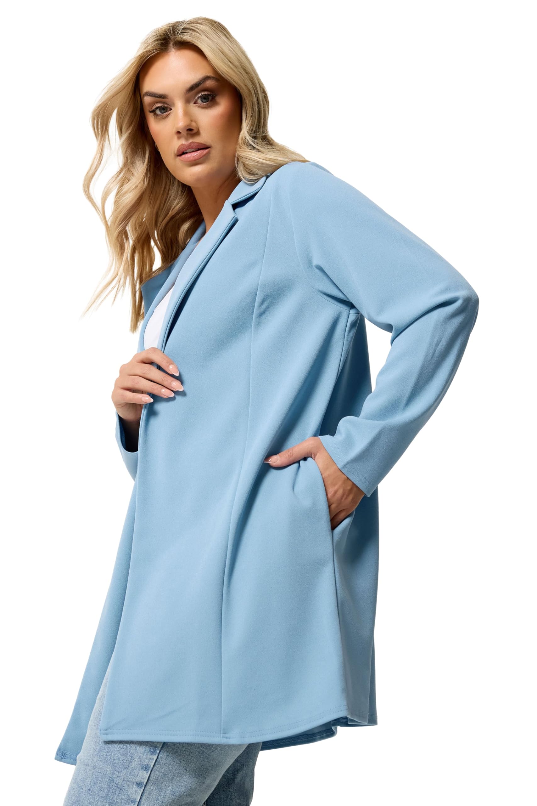 Yours Women's Pale Blue Scuba Blazer In | : Size 16