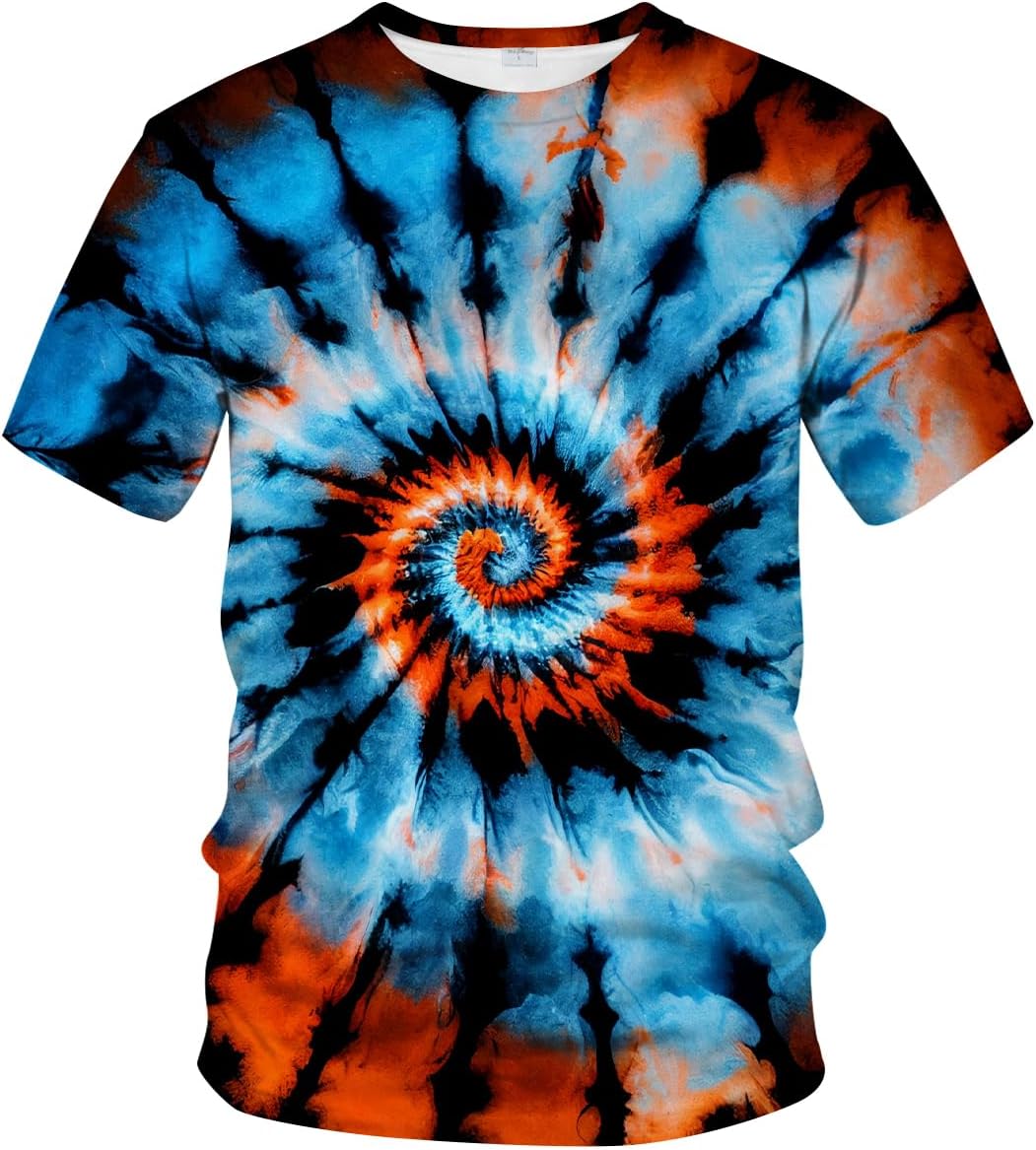 LAOLIUSN Funny Tie Dye T-Shirt Colorful Spiral Theme Tee Shirt