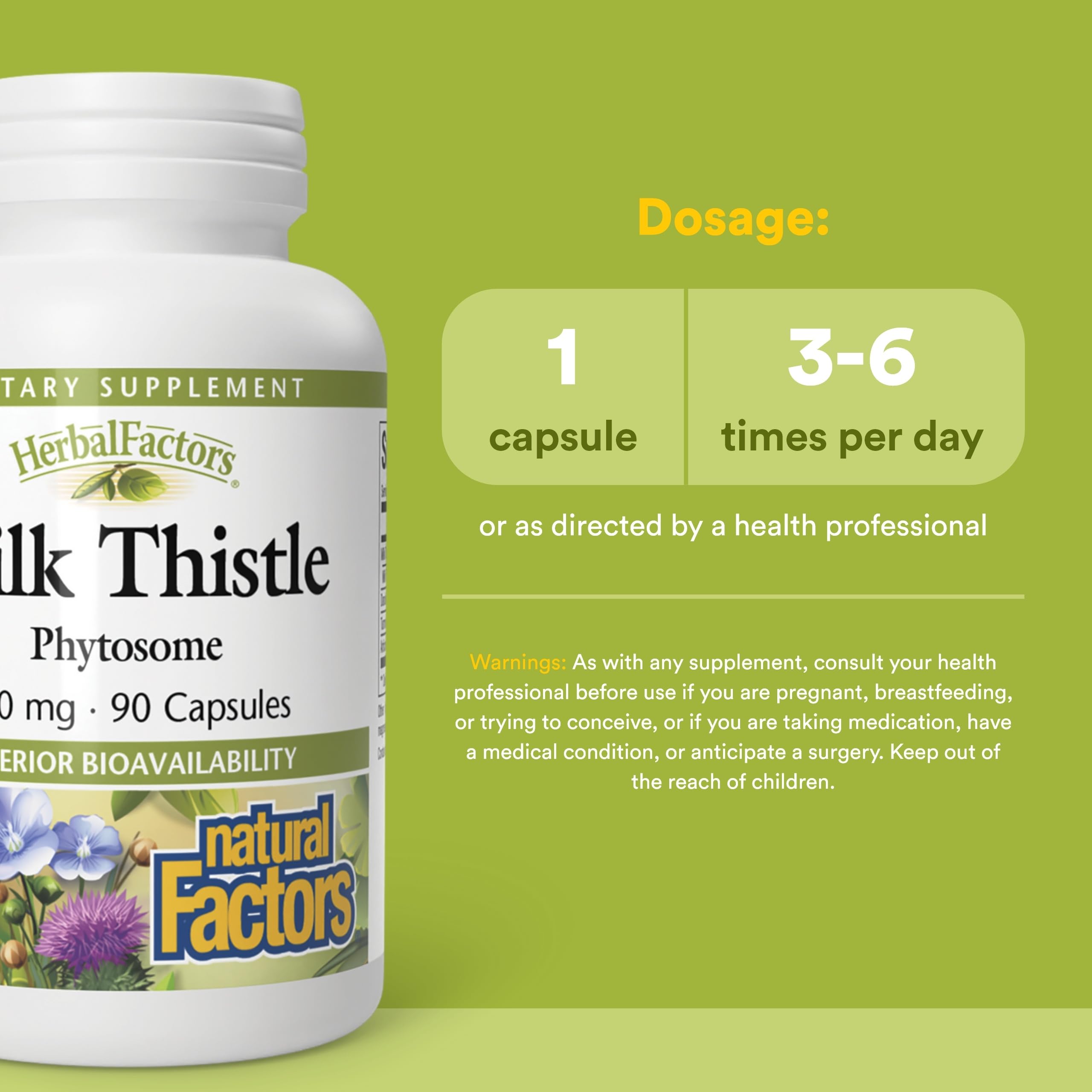 Natural Factors HerbalFactors Milk Thistle Phytosome, 90 Capsules — Amazon image 3