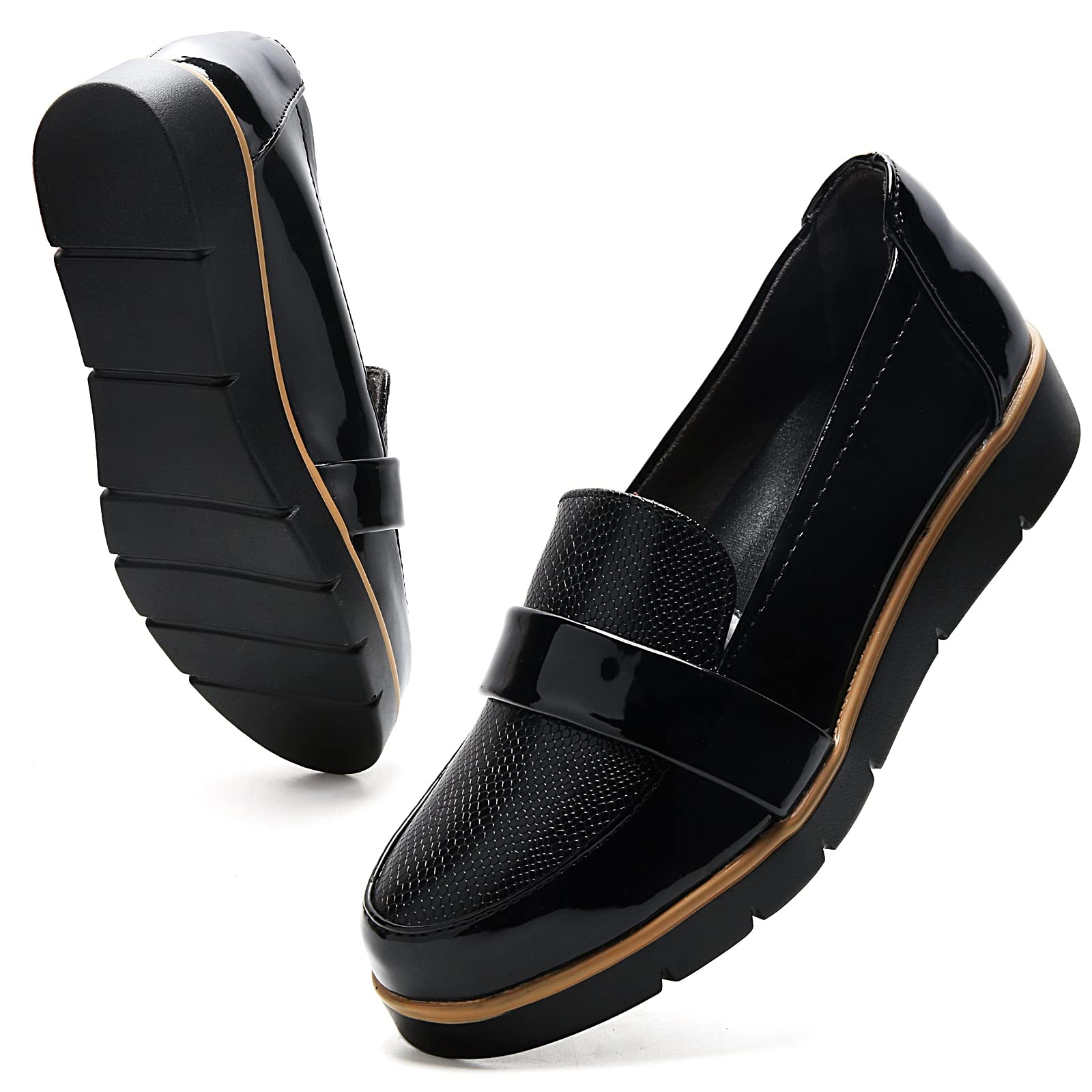 UZB Slip On Loafers for Womens Leather Comfort Memory Foam Dress Shoes